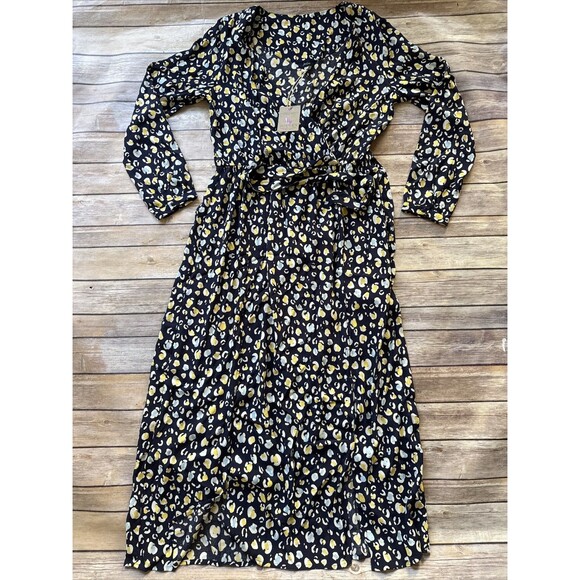 NEW $113 Joules Chloe Print Wrap Dress - Navy Leopard/ Animal Print Size 8 - Picture 1 of 10